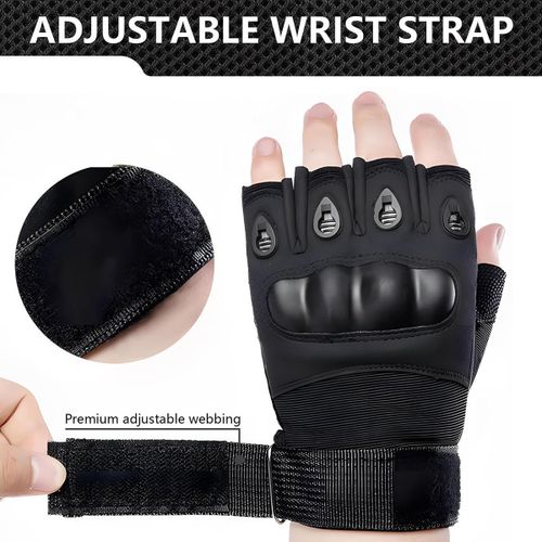 Generic Sports Fingerless Gloves With Hard Knuckle Anti-Slip Adjustable - image 4