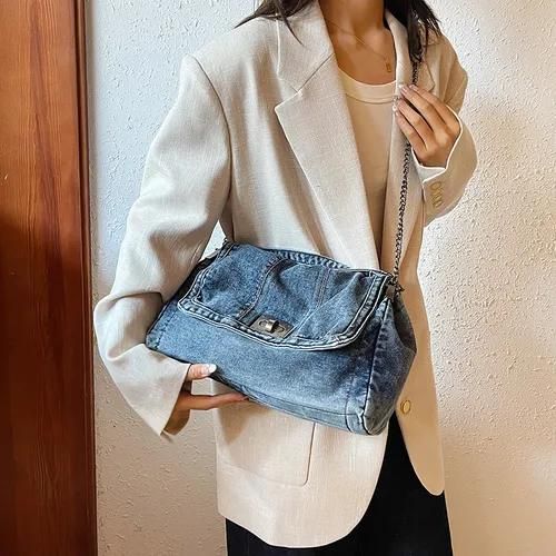 product_image_name-Fashion 21-Retro casual denim bag 2025 new high-end chain shoulder bag -3