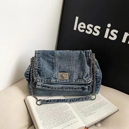 product_image_name-Fashion 21-Retro casual denim bag 2025 new high-end chain shoulder bag -4