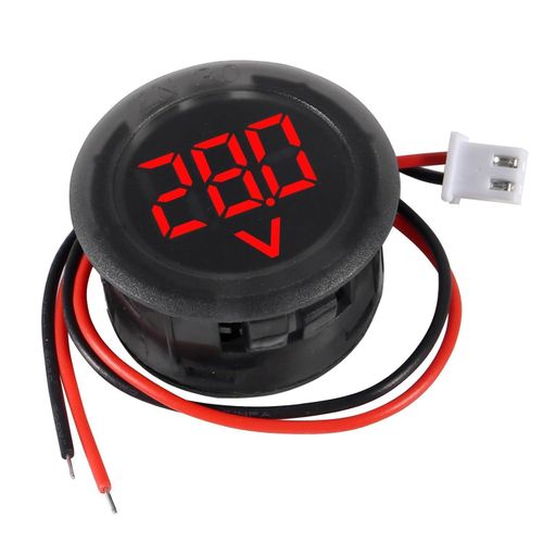 Generic Round Mini DC Voltmeter 4-100V 2-Wire LED Panel Meter For Car Solar Battery,Red - image 8