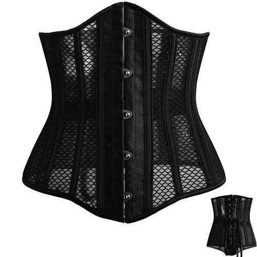 New Plus Zise Women Underbust Black Corset Steampunk Steel Boned Body  Shaper US