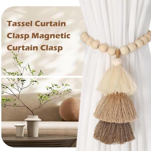 Generic Curtain Tiebacks, 2 Pack Magnetic Curtain Holdbacks, Boho Tassel Curtain Tiebacks - image 5