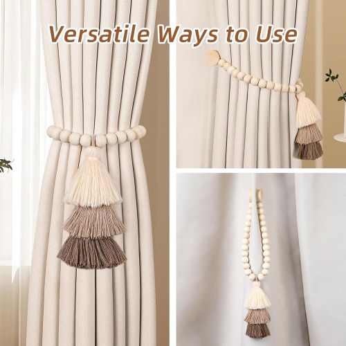 Generic Curtain Tiebacks, 2 Pack Magnetic Curtain Holdbacks, Boho Tassel Curtain Tiebacks - image 7