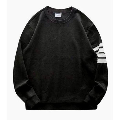 Fashion Men's Knitted Striped Sweatshirt - Black - image 2