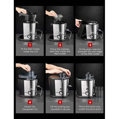 Generic Durable Electric Juice Extractor 1L Capacity 300W- Black/Silver - image 3