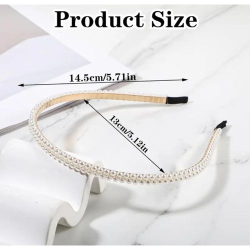 product_image_name-Generic-Elegant Faux Pearl Headband – Slim Beaded Hair Hoop for Women & Girls (white)-2