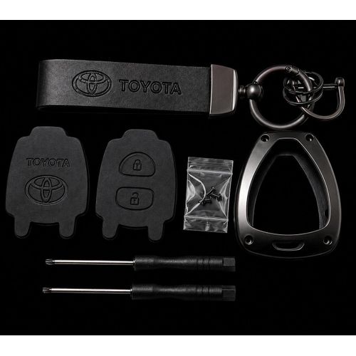 Generic Toyota 2-Button Smart Car Key Replacement Shell Case Kit with Metal Frame, Keychain & Screwdrivers - image 2