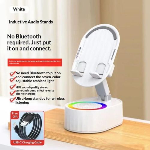 product_image_name-Generic-3-in1 Wireless Charging Speaker Phone Stand, No Bluetooth Needed, 9D Hi-Fi Sound with 5000mAh Power Bank, RGB Light for Home/Office-WHITE-1