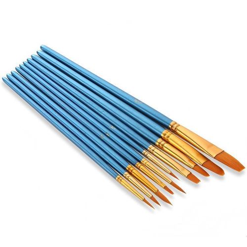 product_image_name-Generic-10-piece nylon paintbrush set, suitable for acrylic, oil and watercolor painting.-8