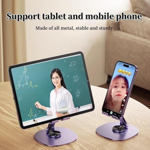 product_image_name-Generic-All-metal Desktop Phone Tablet Stand Folding And Rotating - Purple-4