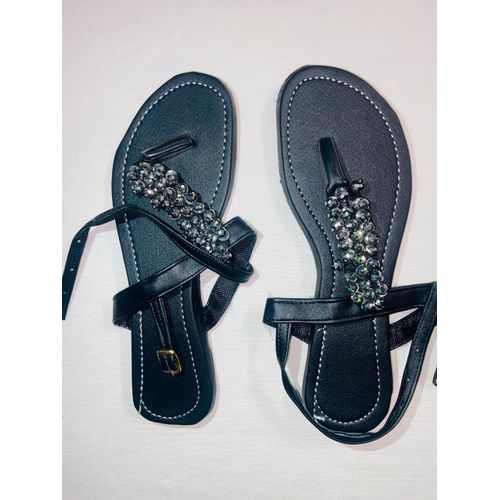 product_image_name-Generic-Stylish Ladies Flat Sandals for women - Black-4