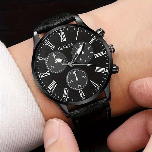 product_image_name-Fashion-SHAARMS 5pcs Men's Luxury Watch & Tree of Life Accessory Set - Analog Quartz Watch with PU Leather Strap, Matching Tree Jewelry, - Operation, Elegant Gift Set for Wedding/Anniversary/Birthdays (Brand Name Display)-3