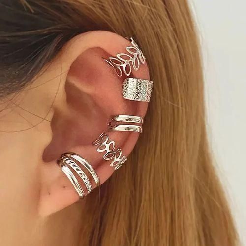 product_image_name-Fashion-5 Pcs Clip-Ons Earrings For Women C Ear Cuff  Ear Clips-1