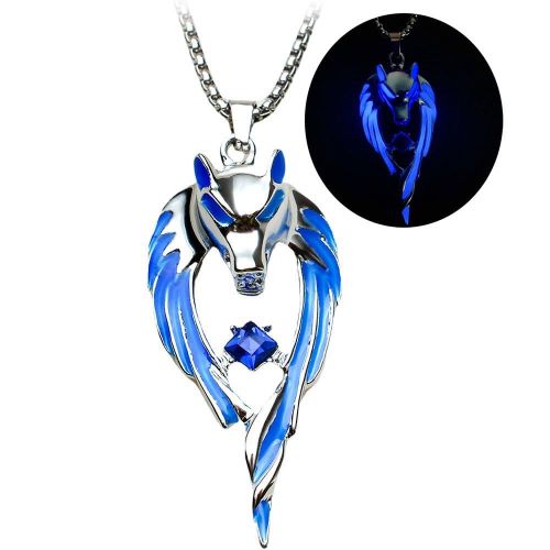 product_image_name-General-Wolf  Necklace Pendant for Women Men Stainless Steel Luminous Animal Wolf Totem Necklace Teen Halloween Glow in the Dark Jewelry-1