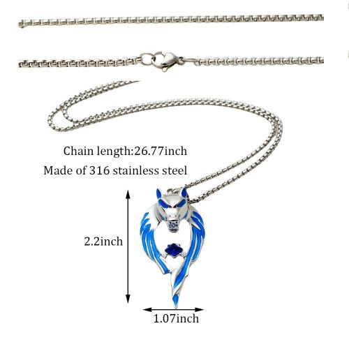 product_image_name-General-Wolf  Necklace Pendant for Women Men Stainless Steel Luminous Animal Wolf Totem Necklace Teen Halloween Glow in the Dark Jewelry-3