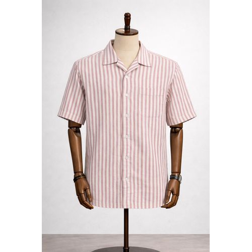 product_image_name-Generic-Vintage Cuban Collar Striped Shirt - Dusty Rose-1