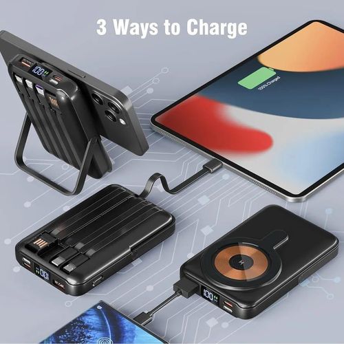 Generic 20000mAh Fast Charging  Portable Magnetic Wireless Power Bank - Black - image 3