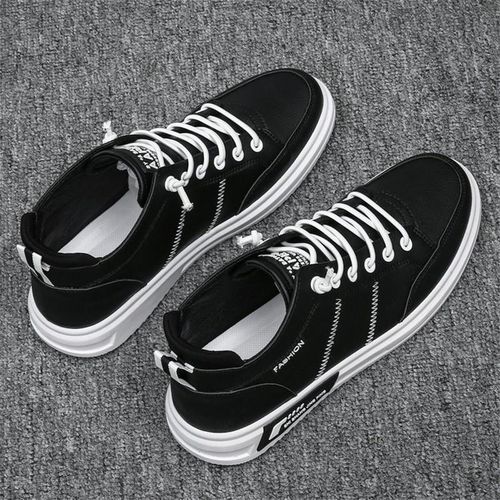 product_image_name-Fashion-Round Headed Leather Comfortable Men's Shoes 2026 New Casual Sneakers Fashion Trend Black Shoes Outdoor Casual Men Shoes-1