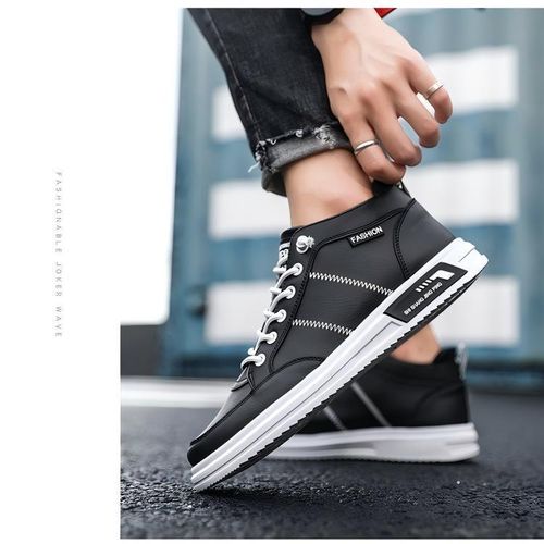 product_image_name-Fashion-Round Headed Leather Comfortable Men's Shoes 2026 New Casual Sneakers Fashion Trend Black Shoes Outdoor Casual Men Shoes-6