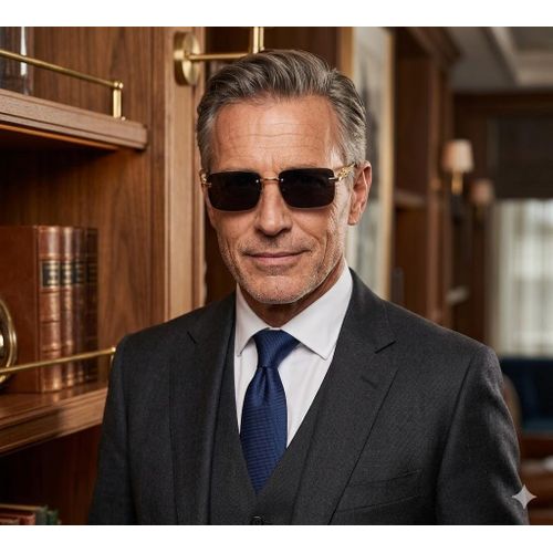 Fashion Luxury Rimless Rectangular Sunglasses –  Black - image 2