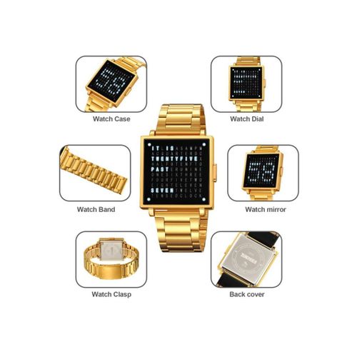 Fashion Multifunctional Electronic Watch Date Display Square - Gold - image 5