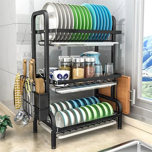 Generic Over the Sink Dish Drying Rack -1Easylife 3 Tier Stainless Steel  Large Kitchen Rack Dish