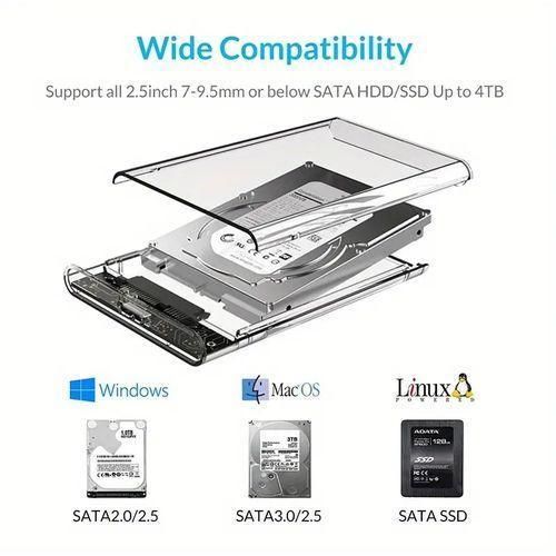 product_image_name-Generic-2.5-inch Plastic Case USB 3.0 Hard Drive Enclosure, Notebook Computer Serial Port Mechanical Solid State Mobile Hard Drive Box-5