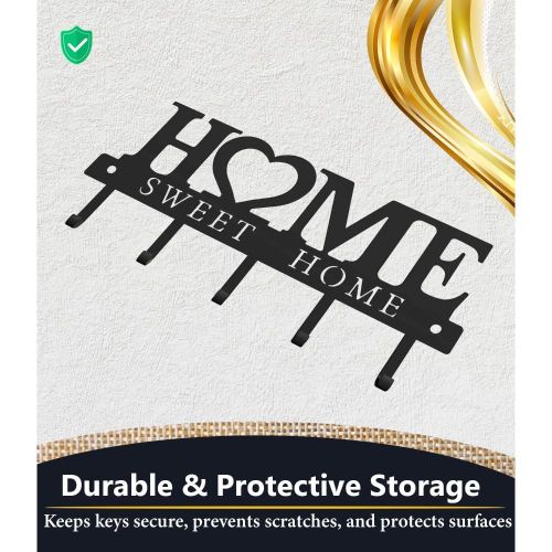 product_image_name-addigoes-Wall Mounted Key Holder & Organizer – 9.8-Inch Metal Hooks Rack with Hardware Included, Stylish Home Decor for Entryway, Kitchen, Hallway, Office & Mudroom (Black)-4