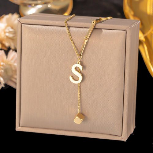 product_image_name-Generic-Ladies Jewelry Titanium Steel Women "Letter S" Necklace With Gift Box-1