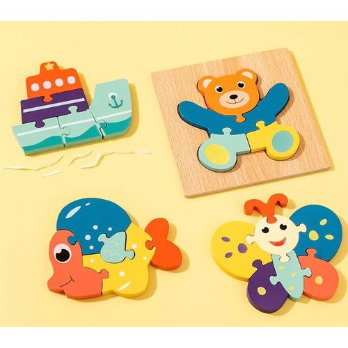 product_image_name-Generic-Children's Wooden Animal 3-D Puzzle Early Education Cognitive Puzzle Set -5