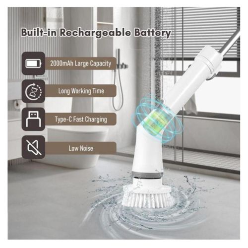 product_image_name-Generic-Multipurpose Quality Electric Spin Scrubber  Cordless  Chargerble Cleaning Bruah  - White -4
