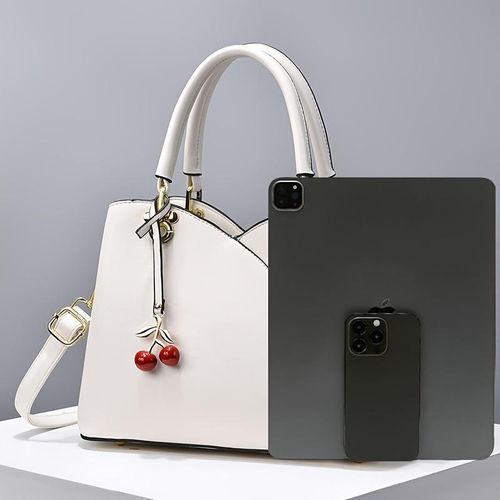 product_image_name-Gukbis-Large capacity shoulder/crossbody bag with zipper and buckle closure, made of cotton fabric and leather - Black-5