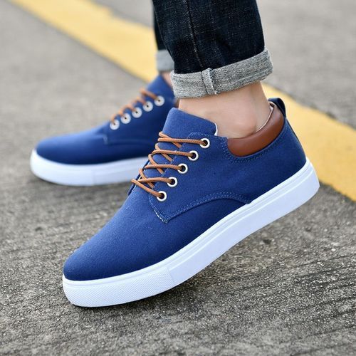 Shop Generic Men's Canvas Lace-Up Flat Loafers Casual Shoes Online ...