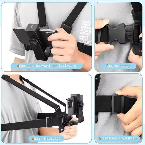 product_image_name-Generic-Adjustable Phone Clip Holder With Chest Strap Fixation Bracket for Sport Camera Mobile Phone Camera Black Holder Accessory-2