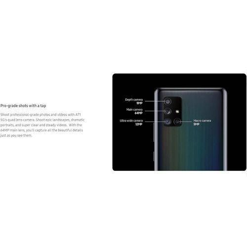 Samsung Galaxy A71 5G (128GB, 8GB) 6.7" AMOLED+, Snapdragon 765G, 4500mAh Battery-64MP/32MP-Prism Cube Black