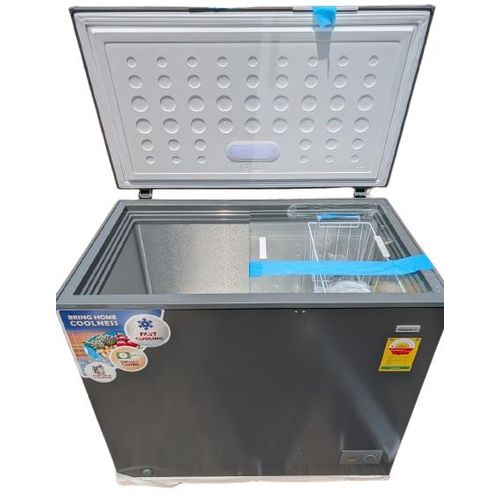 Nasco Chest Freezer with Inner Sliding Glass Door & Wire Storage Basket 200L - Grey