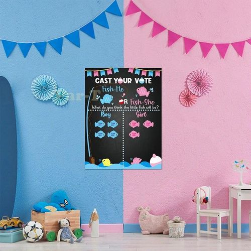 Generic Gone Fishing Gender Reveal Poster Party Game Guess Infant Gender  Indoor Vote Toy Baby Shower Decor Interactive Games with Guests