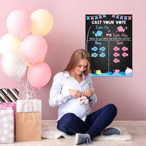Generic Gone Fishing Gender Reveal Poster Party Game Guess Infant Gender  Indoor Vote Toy Baby Shower Decor Interactive Games with Guests