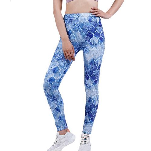 Shop Generic Nducjsi Summer Lightweight Women's Elastic Running Gym Yoga  Slim Fit Blue Print Bottom High Waist Nine Cent Casual Pants Online