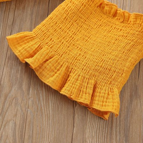 product_image_name-Fashion-Girls One-shoulder Pleated Flared Sleeve Shorts Three-piece Suit-3