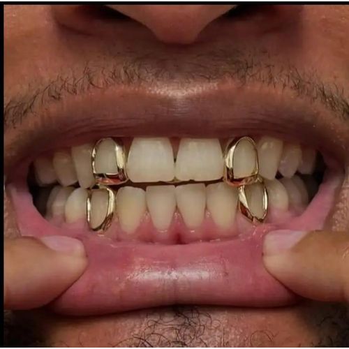 product_image_name-Generic-4pcs × Tooth Braces Halloween Hip-Hop Dental Grills, Exquisite Single Teeth Grills, Fashionable Additions Men & Women - Night Club Teeth Carnival  - Gold-2