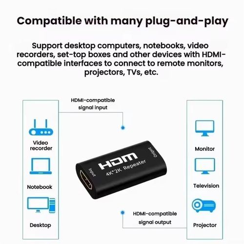 Generic 4K*2K compatible HDMI relay extender, amplifier enhancer, connector, enhancer, signal, over 4.95Gbps signal HDMI compatible extender - image 4