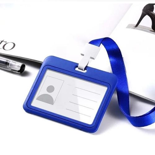 product_image_name-Generic-10pcs Horizontal Card Holder With Lanyards- Blue- For Schools, Office and Work Permits -1