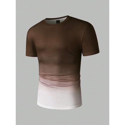 product_image_name-Fashion-Men's  T-Shirt Gradient Color Style Short Sleeve - Brown White-6