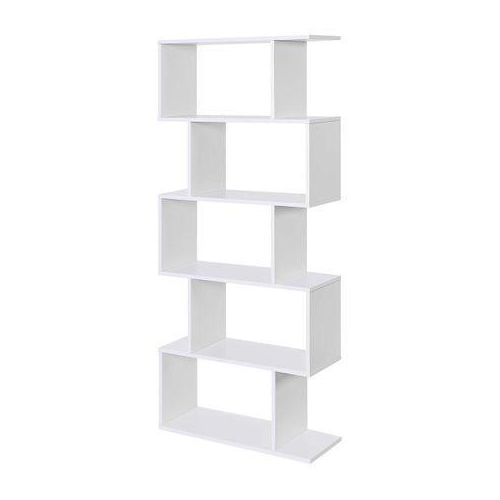 Lazava 5-Tier S-Shaped Open Bookcase - White