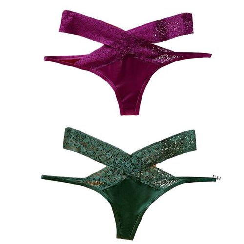 Shop Generic 2pcs/lot Women Thongs Comfortable G-String Female Lace  Low-Rise T-Back Cross Seamless Underwear S-Xl Bikini Underpants Lingerie  Online