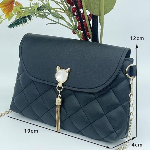 product_image_name-Fashion-Women Leather Handbag Ladies Crossbody Bags Tassel Shoulder Bag Sling Bag Handbags Black-3