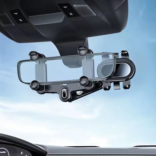 product_image_name-Generic-Universal Car Rearview Mirror Phone Holder – 360° Rotating, Adjustable, Hands-Free Driving Mount - Black-8