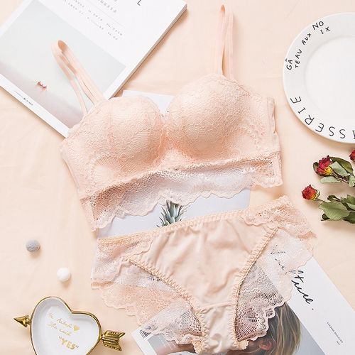 Shop Generic MengShan New Sexy Bra set Ring-free lace edge mage palm cup bra  Adjustment Online