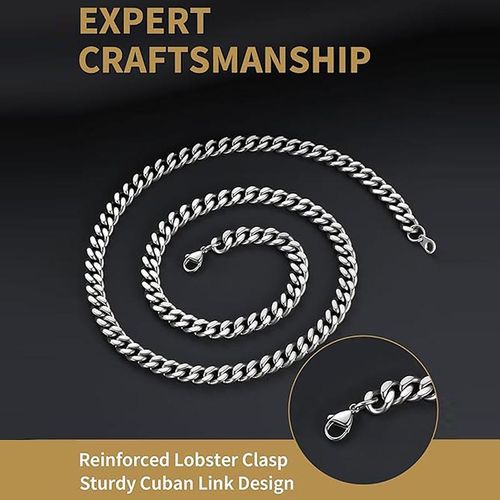 product_image_name-Fashion-Men’s Cuban Link Chain + Diamond Stud Earrings Set-6